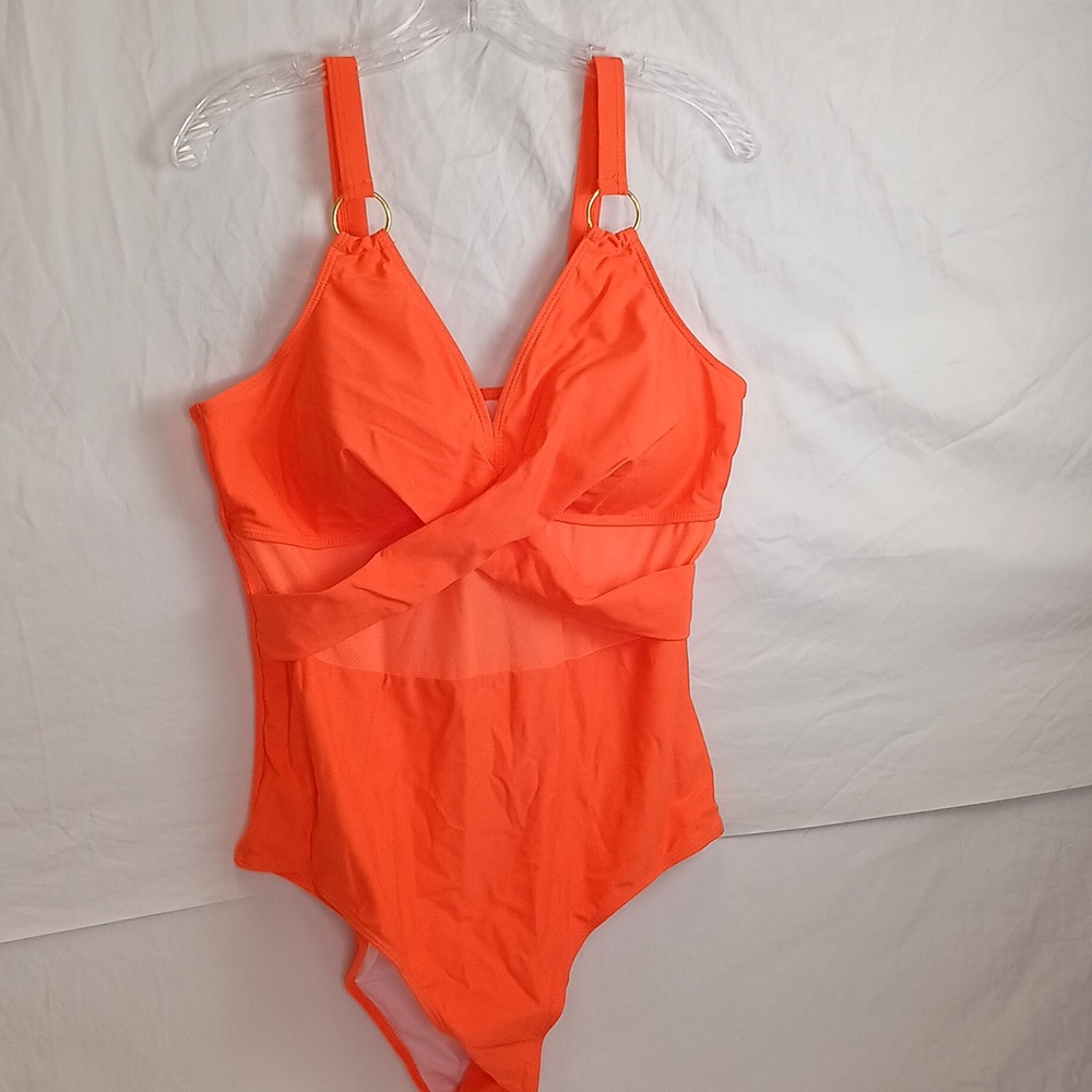 Womens Size XXL One Piece Swimsuit Orange Summer Beachy Vacay - Picture 4 of 6
